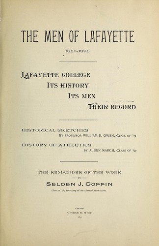 The men of Lafayette, 1826-1893