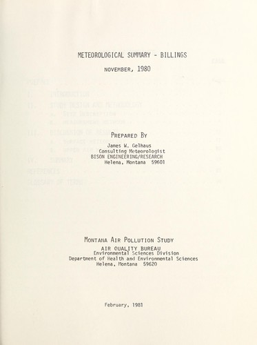 Meteorological summary - Billings