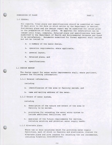 Minimum design standards for small water systems