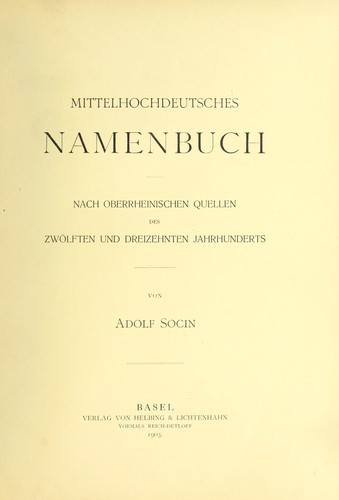 Mittelhochdeutsches Namenbuch