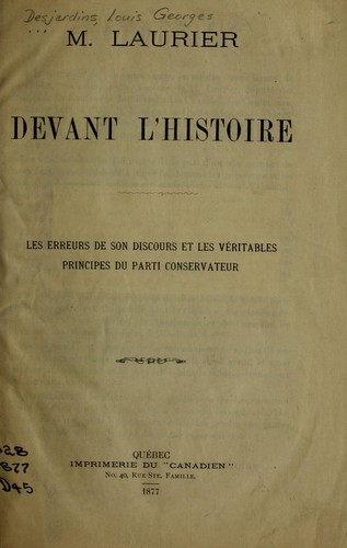 M. Laurier devant l'histoire