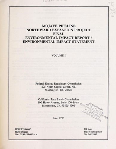 Mojave pipeline northward expansion project