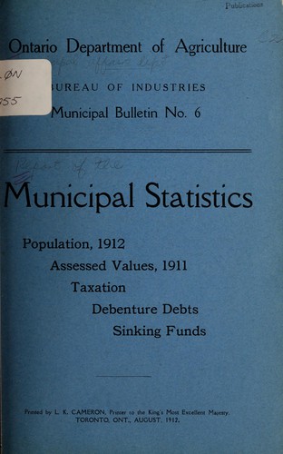 ANNUAL REPORT OF MUNICIPAL STATISTICS - ONTARIO