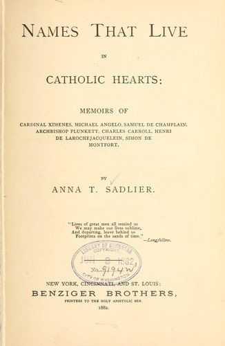 Names that live in Catholic hearts ...