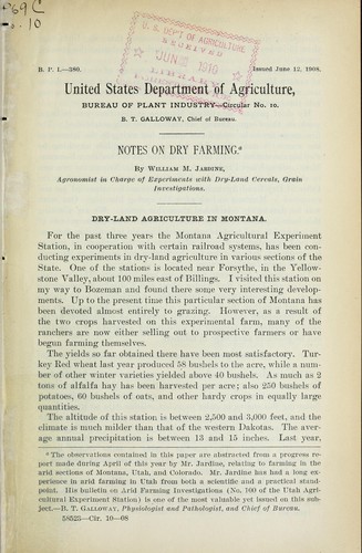 Notes on dry farming