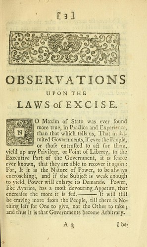 Observations upon the laws of excise ... .