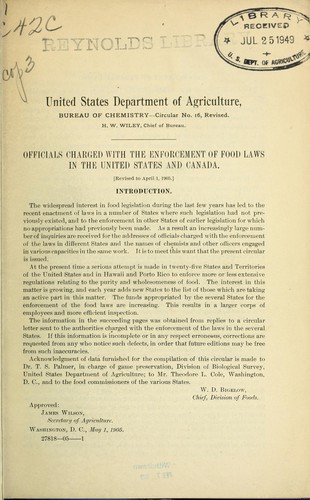 Officials charged with the enforcement of food laws in the United States and Canada