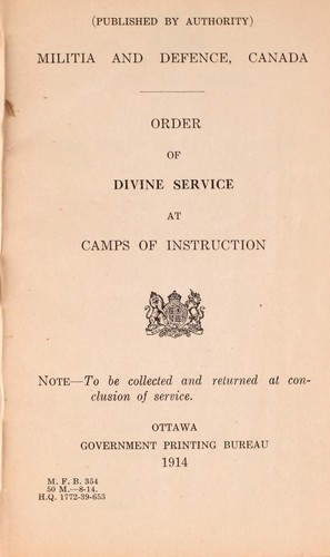 Order of divine service at camps of instruction ...