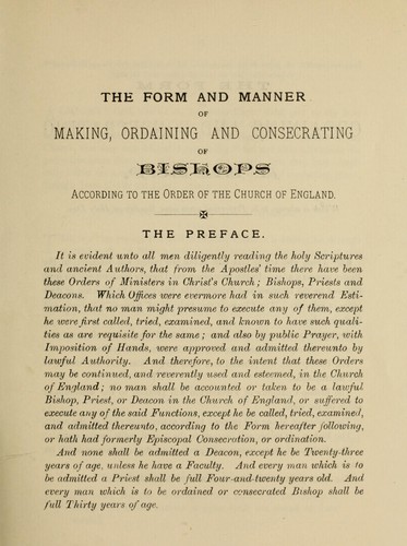 The order of service for the consecration of Rt. Rev. Charles Hamilton, M.A. as Bishop of Niagara, in Christ Church Cathedral, Fredericton, on the Feast of SS. Phillip and James, May 1, 1885
