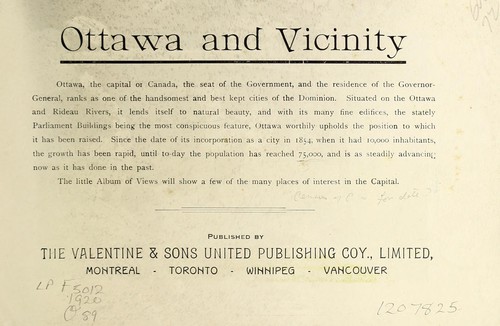 Ottawa and vicinity Souvenir of Ottawa