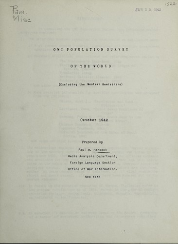 OWI population survey of the world