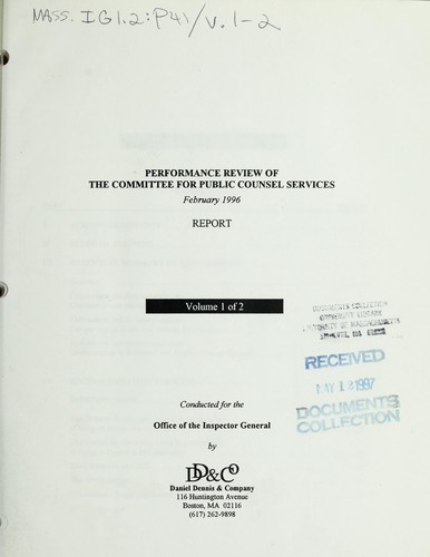 Performance review of the Committee for Public Counsel Services