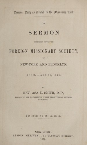 Personal piety as related to the missionary work