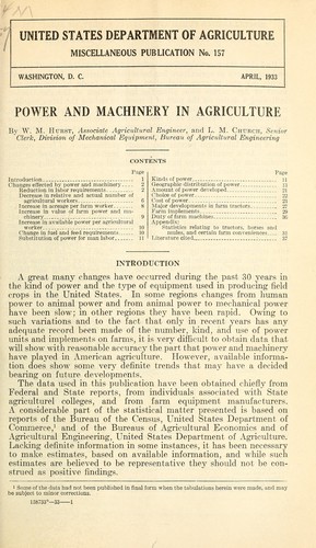 Power and machinery in agriculture