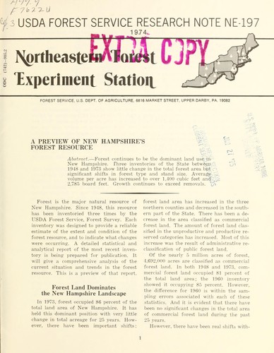 A preview of New Hampshire's forest resource