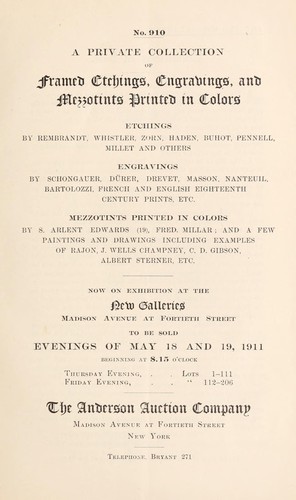 A private collection of framed etchings, engravings, and mezzotints printed in colors