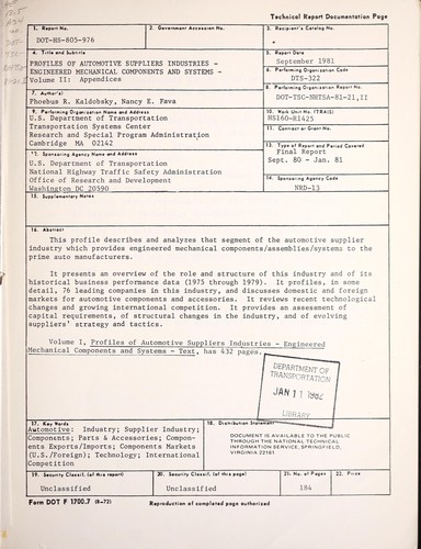 Profiles of automotive suppliers industries