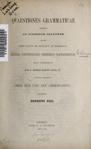 Quaestiones grammaticae quibus ad audiendam orationem