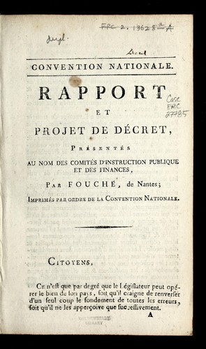 Rapport et projet de de cret, pre sente s au nom des Comite s d'instruction publique et des finances