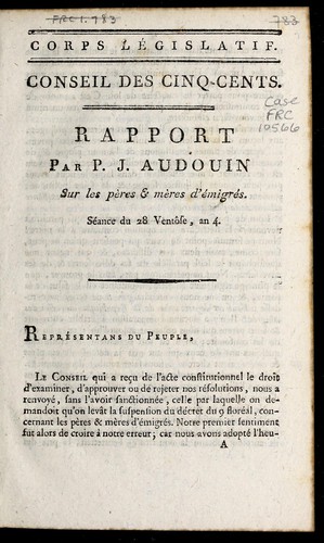 Rapport par P.J. Audouin, sur les pères & mères d'émigrés