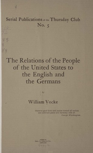 The relations of the people of the United States to the English and the Germans