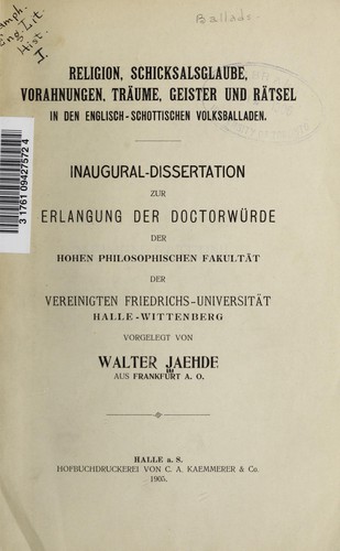Religion, Schicksalsglaube, Vorahnungen, Träume, Geister und Rätsel in den englisch-schottischen Volksballaden