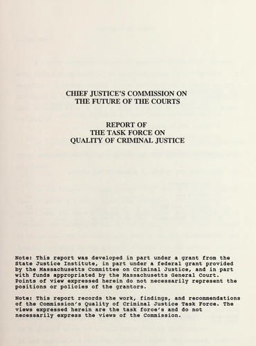 Report of the Task Force on Quality of Criminal Justice