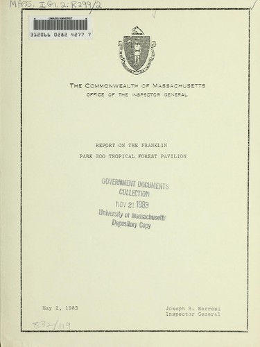 Report on the Franklin Park Zoo tropical forest pavilion