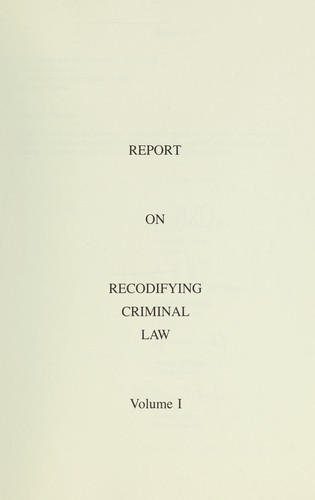 Report on recodifying criminal law