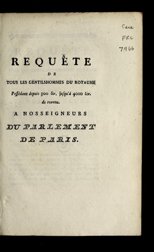 Reque te du tous les gentilshommes du royaume