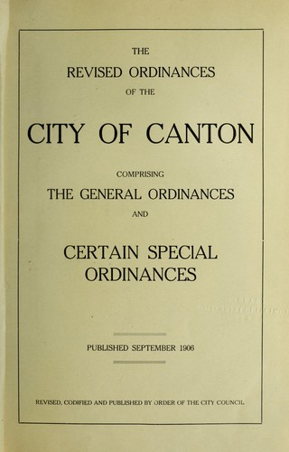 Revised ordinances of the city of Canton