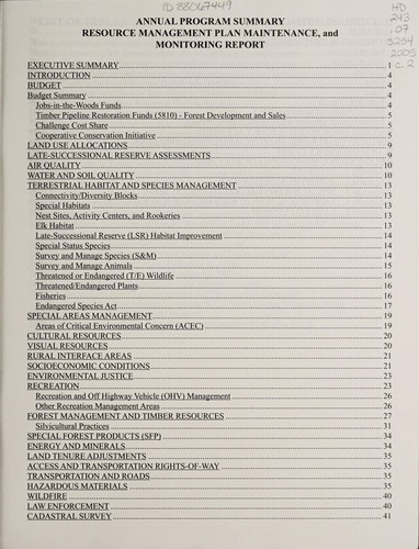 Salem District annual program summary