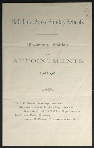 Salt Lake Stake Sunday Schools