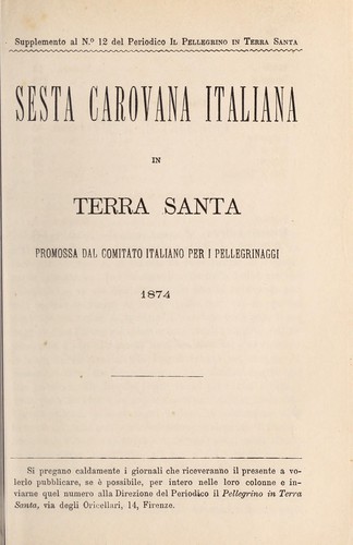 Sesta carovana italiana in terra santa promossa