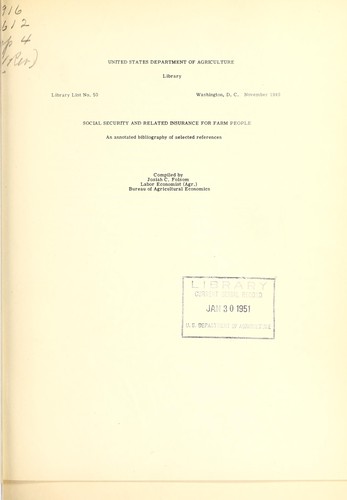 Social security and related insurance for farm people