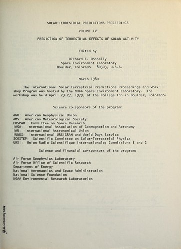 Solar-terrestrial predictions proceedings