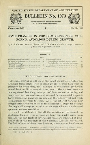 Some changes in the composition of California avocados during growth