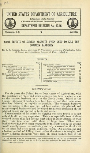 Some effects of sodium arsenite when used to kill the common barberry