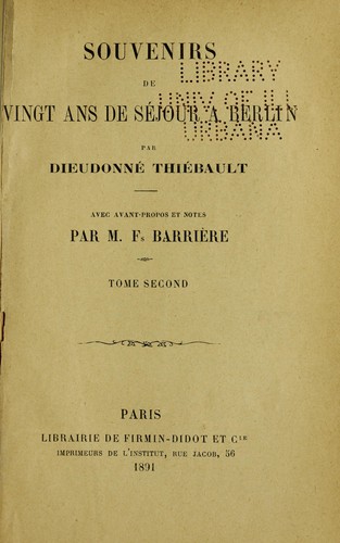 Souvenirs de vingt ans de séjour à Berlin