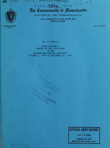 State auditor's report on the activities of the Belchertown Housing Authority