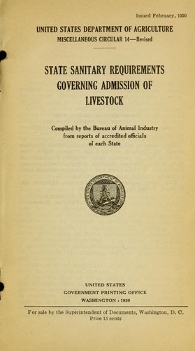 State sanitary requirements governing admission of livestock