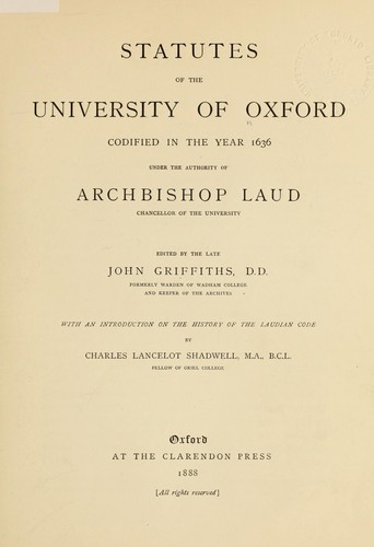 Statutes of the University of Oxford codified in the year 1636