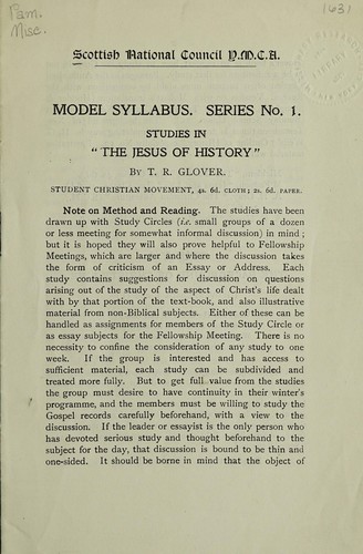 Studies in The Jesus of history, by T.R Glover