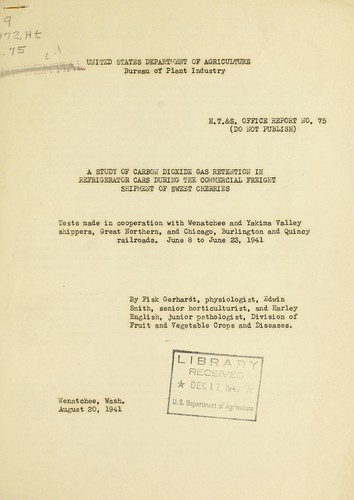 A study of carbon dioxide gas retention in refigerator cars during the commercial freight shipment of sweet cherries