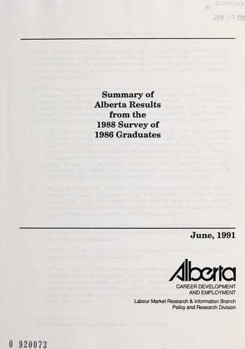 Summary of Alberta results from the 1988 survey of 1986 graduates