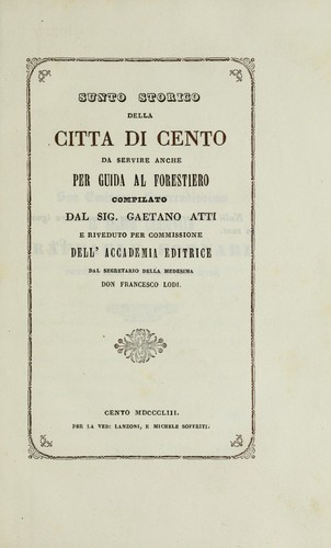 Sunto storico della città di Cento