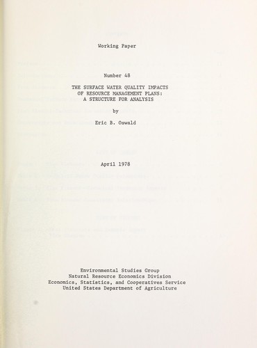 The surface water quality impacts of resource management plans