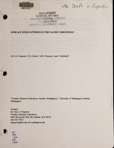 Surface wind patterns in the Pacific Northwest [draft]