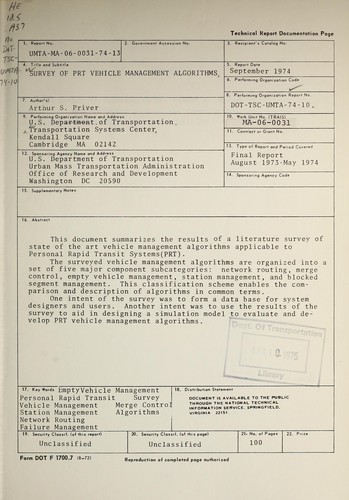 Survey of PRT vehicle management algorithms