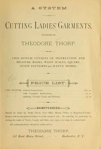 Thorp's New York system of dress cutting...